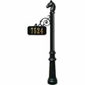 Lewiston Hanging Ranch Sign Post with Fluted Base & Horsehead Finial, Black SNPST-801-BL